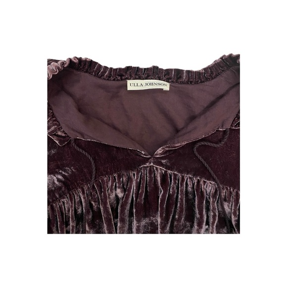 Ulla Johnson Mulberry Velvet Ruffle Lavinia Blouse in Dark Purple Size 2 - Picture 6 of 9